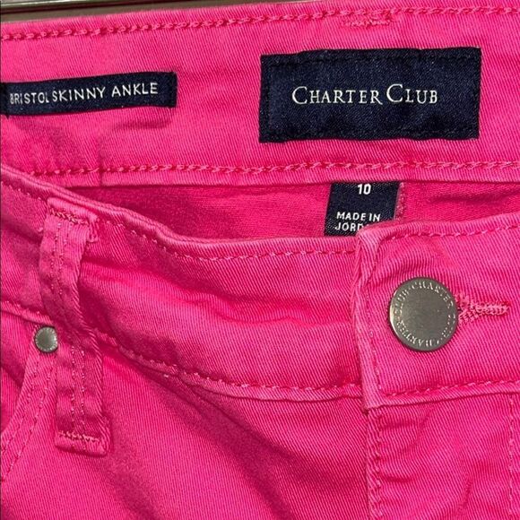 Lipstick💄Pink Charter Club’s Bristol Skinny Ankle Pink Cotton Stretch Jeans 👖 - Picture 6 of 17